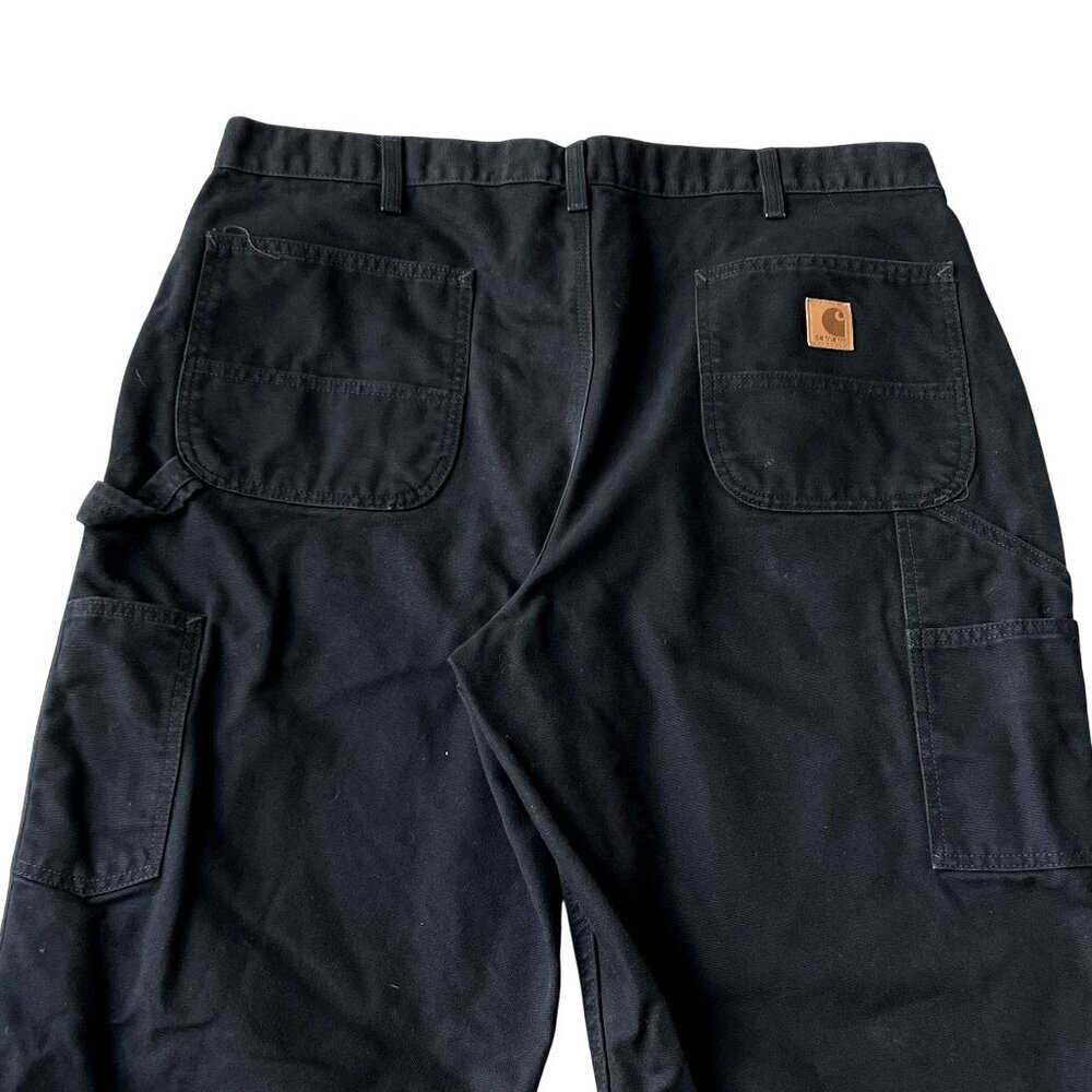 Carhartt Mens 40x32 Duck Loose Fit Canvas Black Utility Chore Pants Carpenter - Picture 3 of 16